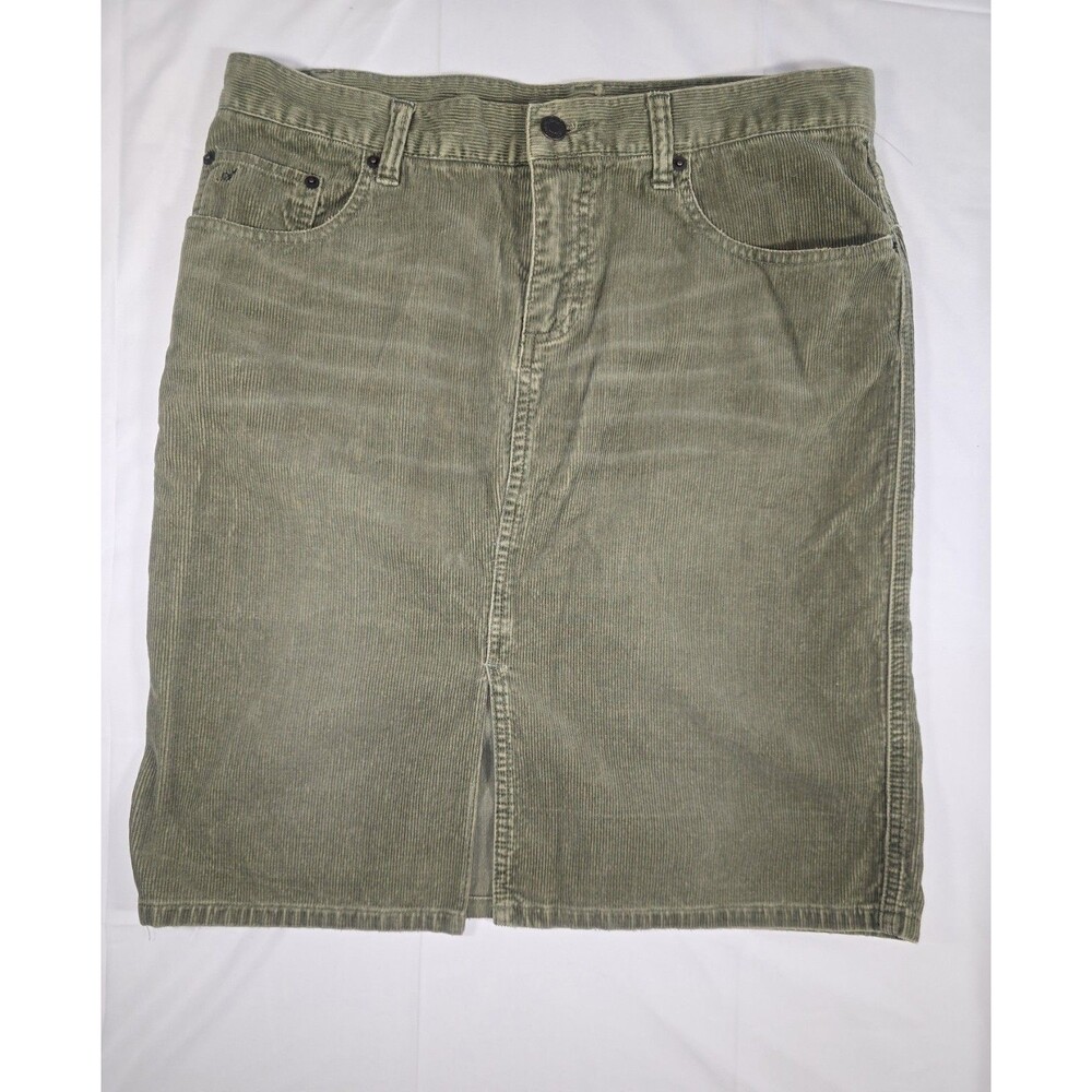 American Eagle Skirt Corduroy Green Size 8, Slit in the Front, Mid length